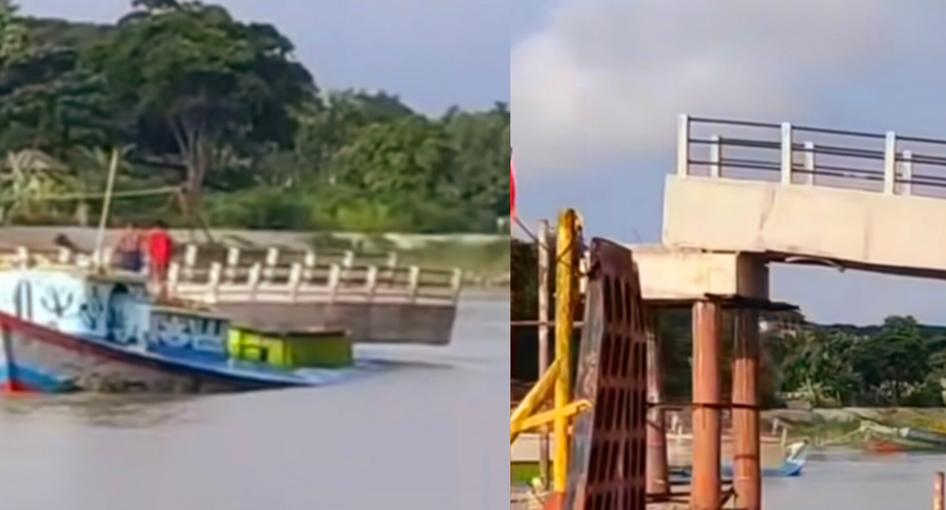 নড়িয়ায় বাল্কহেডের ধাক্কায় দ্বিতীয় দফায় ভেঙে পড়ল বাইপাস সেতু